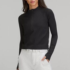 Lululemon Rest Less Cropped Half Zip Rib Black